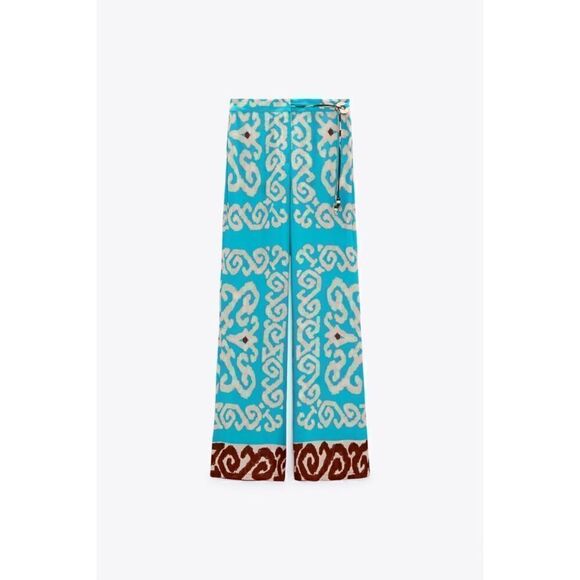 NWT Zara High Waisted Straight Leg Flexible Full Length Printed Trousers, XS - Picture 7 of 15